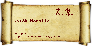 Kozák Natália névjegykártya